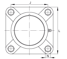 軸承座單元 PCJ35-TV-FA125.5, 四孔塑料軸承座，帶偏心鎖圈的外球面球軸承，帶 Corrotect? 涂層，P型密封