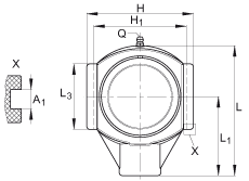 吊裝式軸承座單元 PTUE25-TV-FA125.5, 塑料軸承座，帶偏心鎖圈的外球面球軸承，帶 Corrotect? 涂層，P型密封