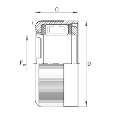 沖壓外圈滾柱離合器 HFL0606-KF-R, 滑動或滾動軸承布置，塑料彈簧，外圈滾花