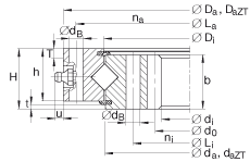 交叉滾子軸承 XI120288-N, 有內(nèi)齒，兩側(cè)唇密封