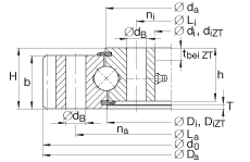 四點(diǎn)接觸球軸承 VA250309-N, 有外齒，兩側(cè)唇密封