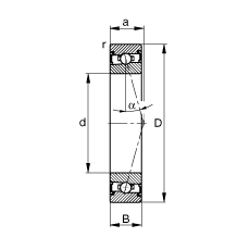主軸軸承 HSS7019-C-T-P4S, 調節(jié)，成對安裝，接觸角 α = 15°，兩側唇密封，非接觸，加嚴公差