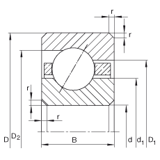 薄截面軸承 CSEF060, 角接觸球軸承，類型E，運行溫度 -54°C 到 +120°C