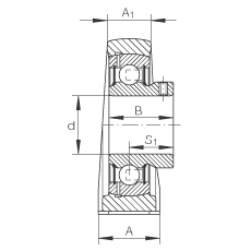 直立式軸承座單元 PSHEY35-N, 鑄鐵軸承座，內(nèi)圈帶平頭螺釘?shù)耐馇蛎媲蜉S承，P 型密封